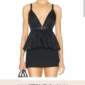 Ganni Black Duchesse Nylon Strap Top